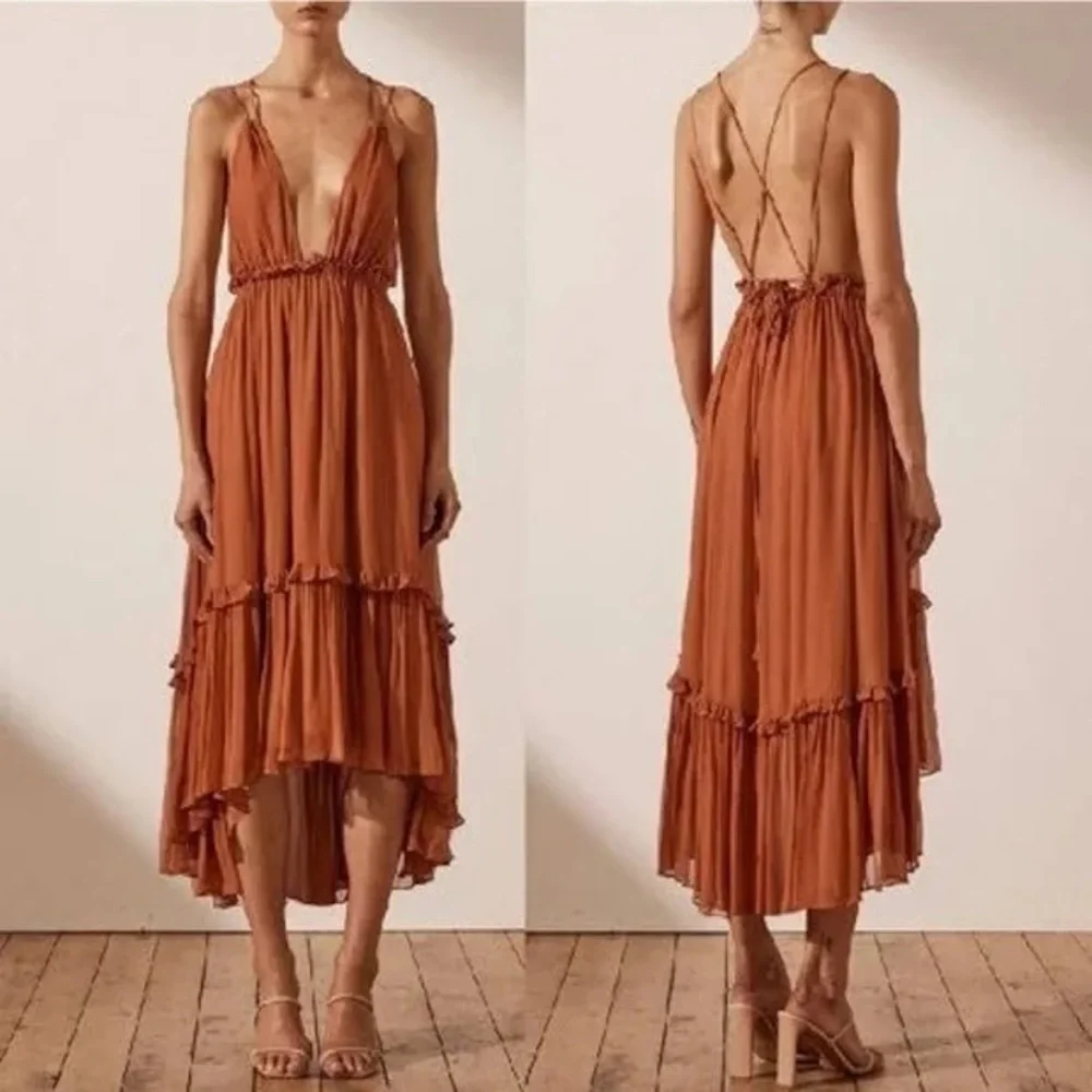 Free People Shona Joy Victoria Plunge Midi Dress